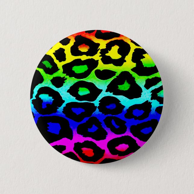 rainbow_leopard_print-altered 6 cm round badge (Front)