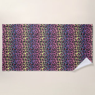 Rainbow Leopard Print Beach Towel