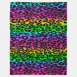 Rainbow Leopard Print Fleece Blanket