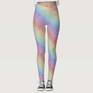 Rainbow Leopard Print Leggings Bold Colourful