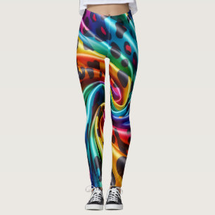 Rainbow Leopard Print Leggings Bold Colourful