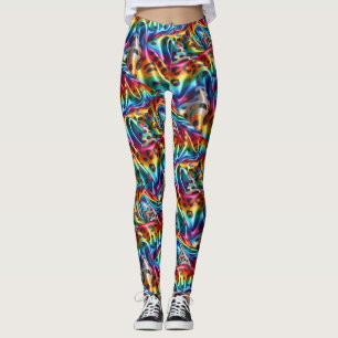 Rainbow Leopard Print Leggings   Psychedelic