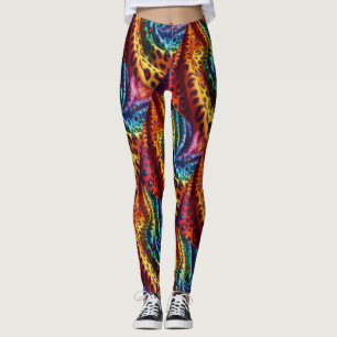Rainbow Leopard Print Leggings Psychedelic