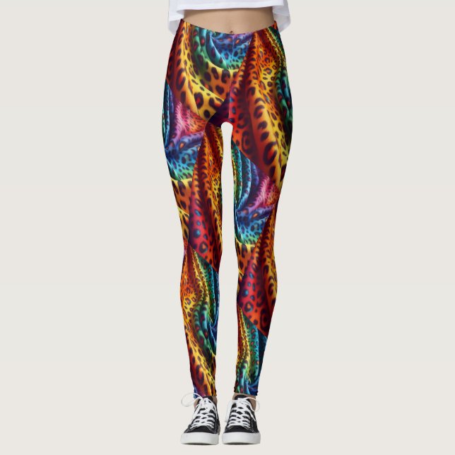 Rainbow Leopard Print Leggings | Psychedelic (Front)