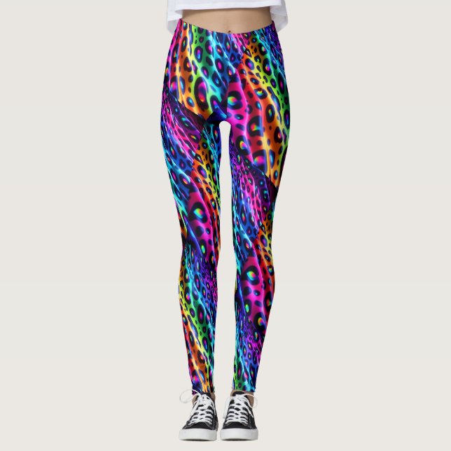 Rainbow Leopard Print Leggings | Psychedelic (Front)