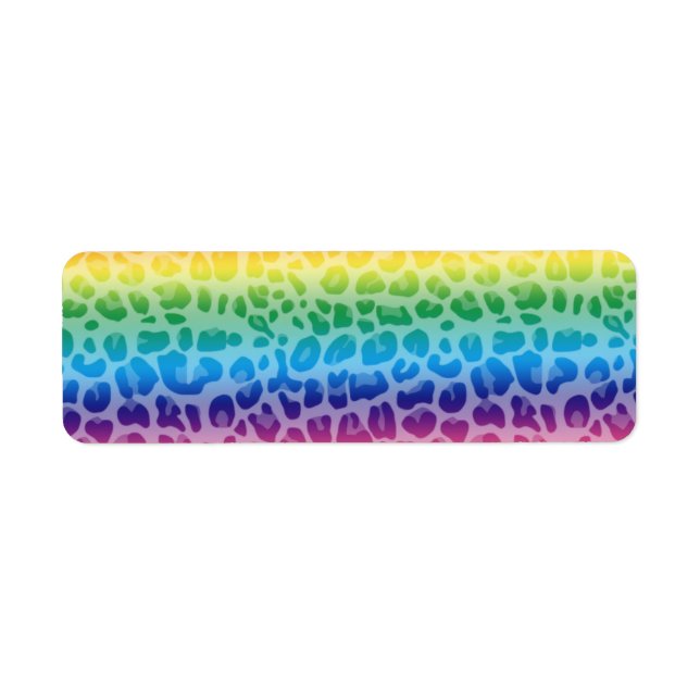 Rainbow leopard print pattern return address label (Front)