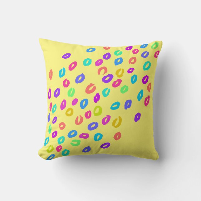 Rainbow Leopard Print Yellow Cushion (Front)