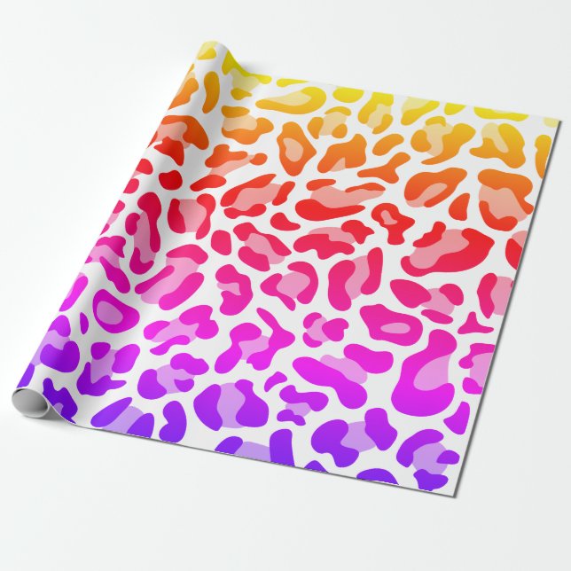 Rainbow Leopard Skin Wrapping Paper (Unrolled)