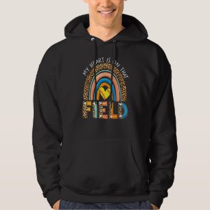 Rainbow Leopard Softball Mum My Heart Is On That F Hoodie