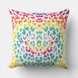 Rainbow leopard spots  cushion