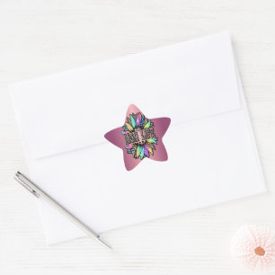 Rainbow Leopard Sunflower Mum Life Star Sticker
