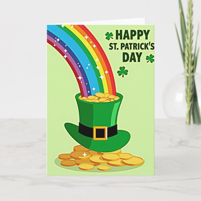 Rainbow Leprechaun Hat Card (Front)