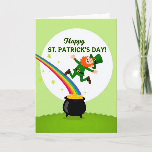 Rainbow Leprechaun Pattern Card (Front)
