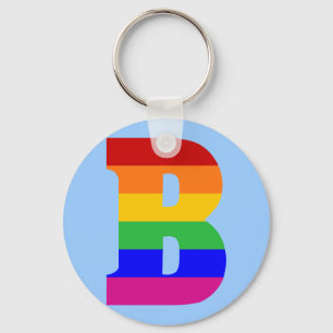 Rainbow Letter B Key Ring