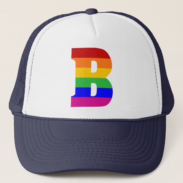 Rainbow Letter B Trucker Hat (Front)