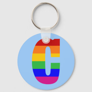 Rainbow Letter C Key Ring