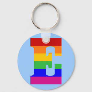 Rainbow Letter E Key Ring