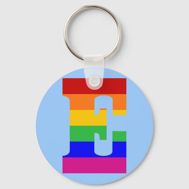 Rainbow Letter E Key Ring (Front)