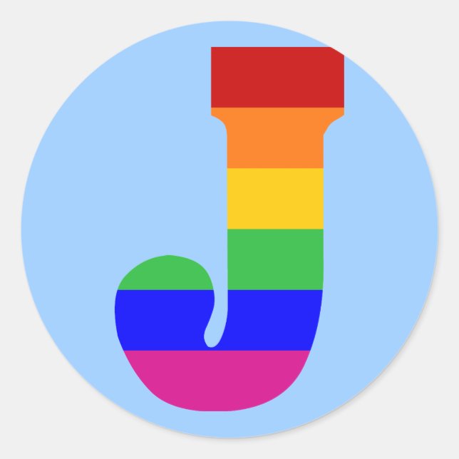 Rainbow Letter J Classic Round Sticker (Front)