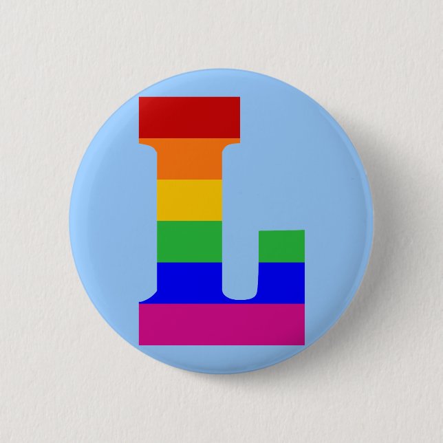 Rainbow Letter L 6 Cm Round Badge (Front)