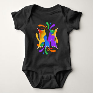 Rainbow Letter M Monogram Abstract Baby Bodysuit