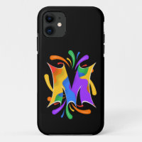 Rainbow Letter M Monogram Abstract