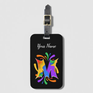 Rainbow Letter M Monogram Abstract Luggage Tag