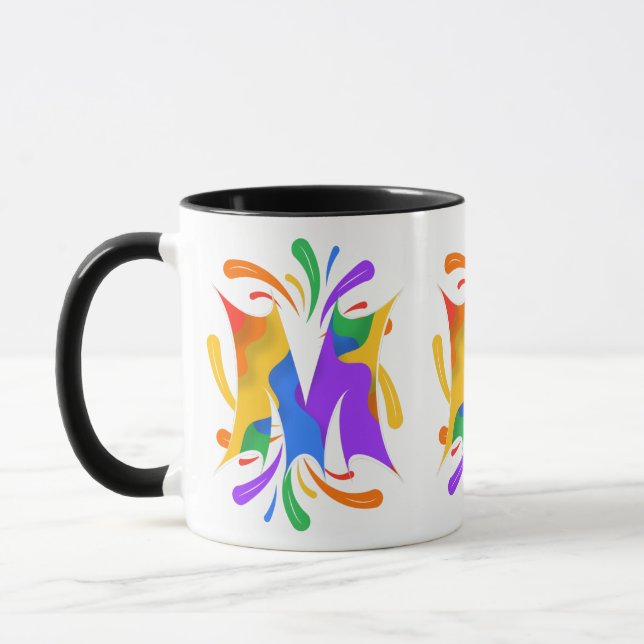 Rainbow Letter M Monogram Abstract Mug (Left)