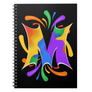 Rainbow Letter M Monogram Abstract Notebook