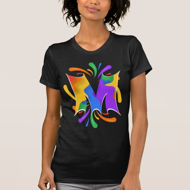 Rainbow Letter M Monogram Abstract T-Shirt (Front)