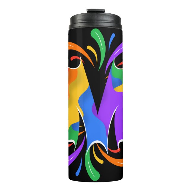Rainbow Letter M Monogram Abstract Thermal Tumbler (Front)