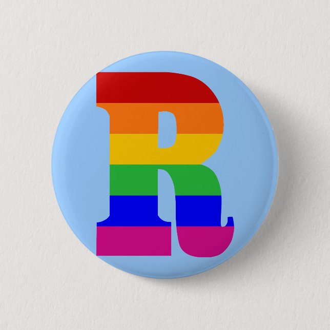 Rainbow Letter R 6 Cm Round Badge (Front)