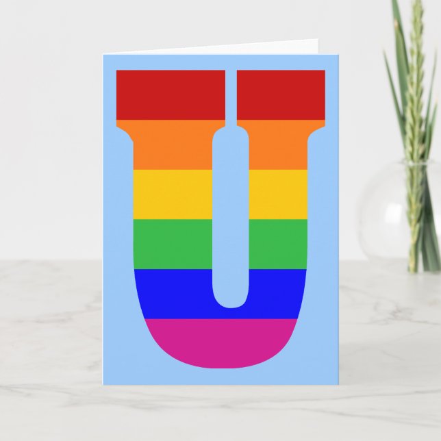 Rainbow Letter U Note Card (Front)