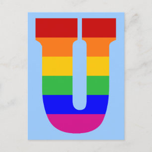 Rainbow Letter U Postcard