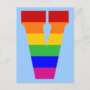 Rainbow Letter V Postcard