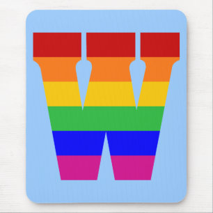 Rainbow Letter W Mouse Pad