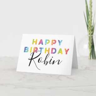 Rainbow Letters Simple Style Personalised Birthday Card