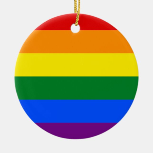 Rainbow (LGBT) Flag Ceramic Ornament (Front)