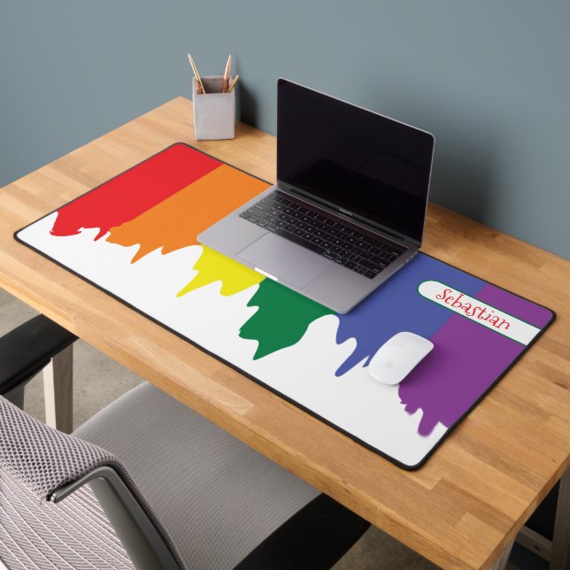Rainbow LGBT Gay Pride Personalised Desk Mat (Office 2)