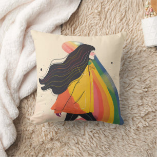 rainbow lgbt girl, Gay Lesbian, pride Cushion