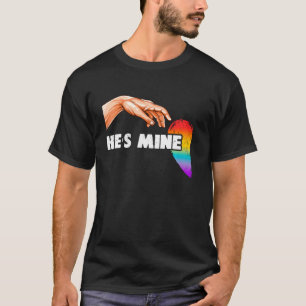 Rainbow Lgbt Heart He's Mine For Gay Couples Pullo T-Shirt