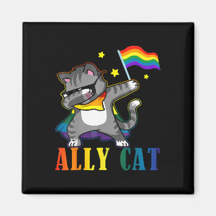 Rainbow Lgbt Lesbian Pride Funny Cat Dabbing  Magnet