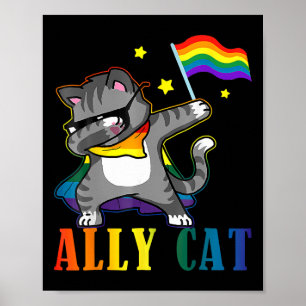 Rainbow Lgbt Lesbian Pride Funny Cat Dabbing  Poster