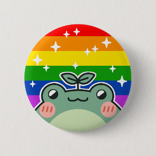 Rainbow LGBT Pride Flag Frog Button
