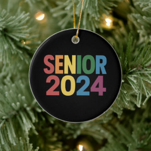 Rainbow LGBT Pride Senior 2024 Graduation Ceramic Ornament