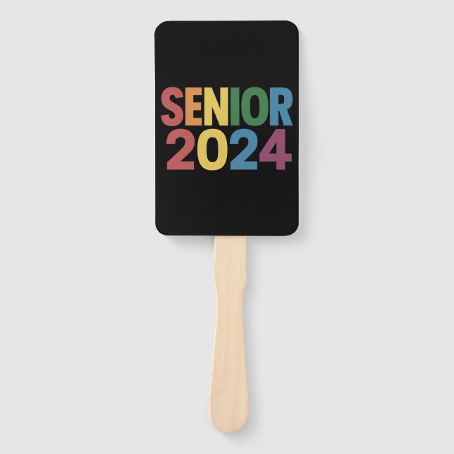 Rainbow LGBT Pride Senior 2024 Graduation Hand Fan (Front)