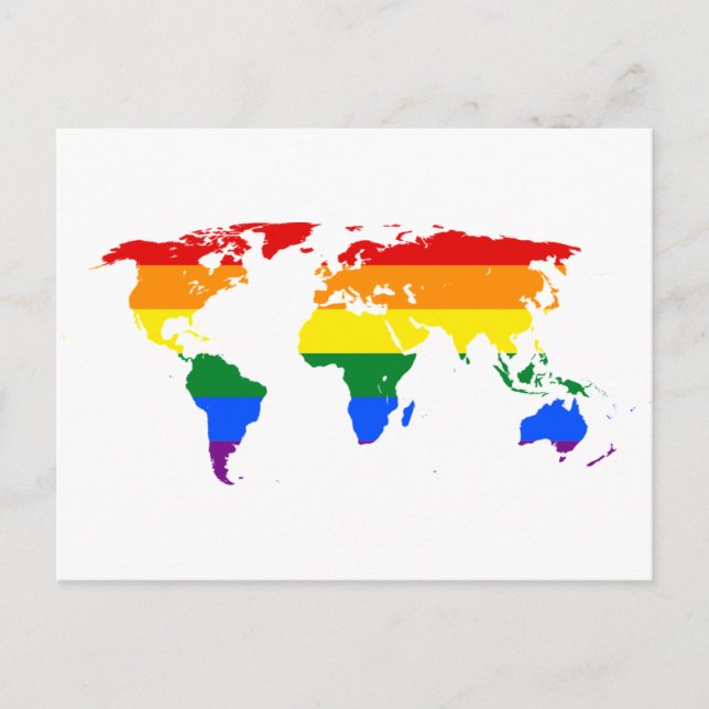 Rainbow LGBT World Map Postcard (Front)