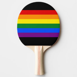 Rainbow LGBTQ+ Flag Ping Pong Paddle Bat (Black)