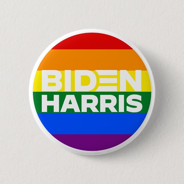 Rainbow  LGBTQ Joe Biden Kamala Harris 2020 6 Cm Round Badge (Front)