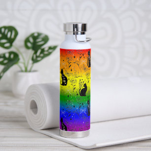 Rainbow LGBTQ Pride Black Cat - Mystical Witchy Water Bottle